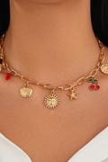 Grateful Feeling Charm Necklace - Gold