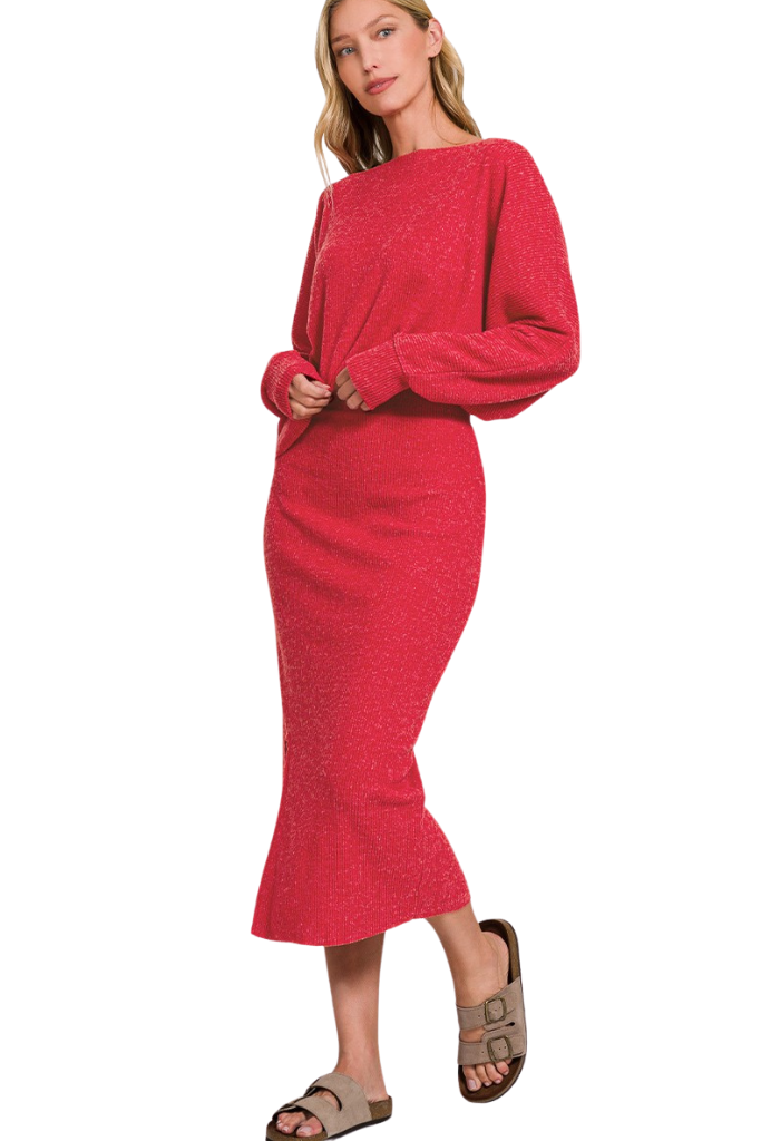 Crazy Talk Ribbed Set - Red