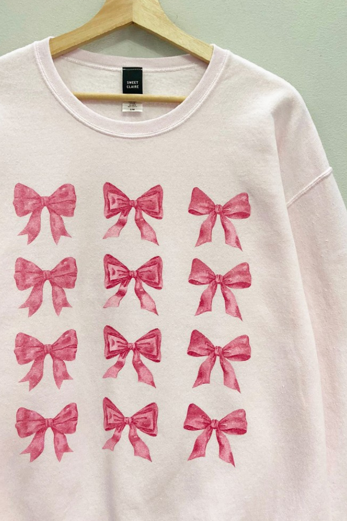 Pink Bows Graphic Sweatshirt - Pink