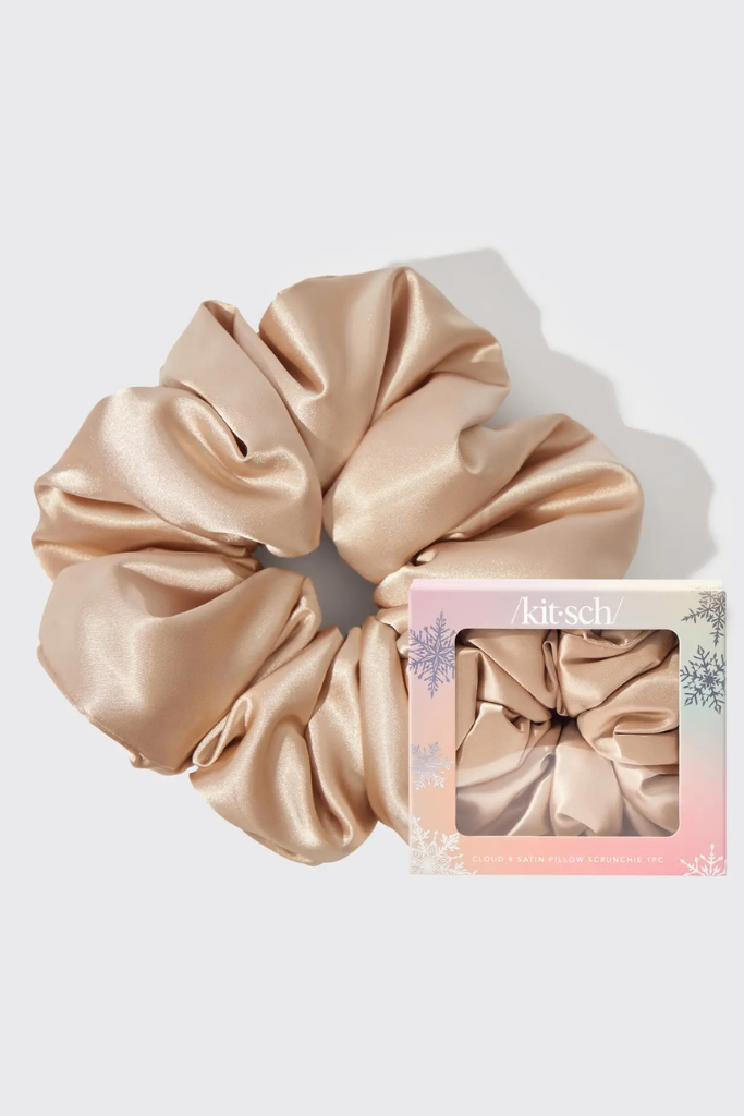 Holiday Cloud 9 Satin Pillow Scrunchie - Champagne