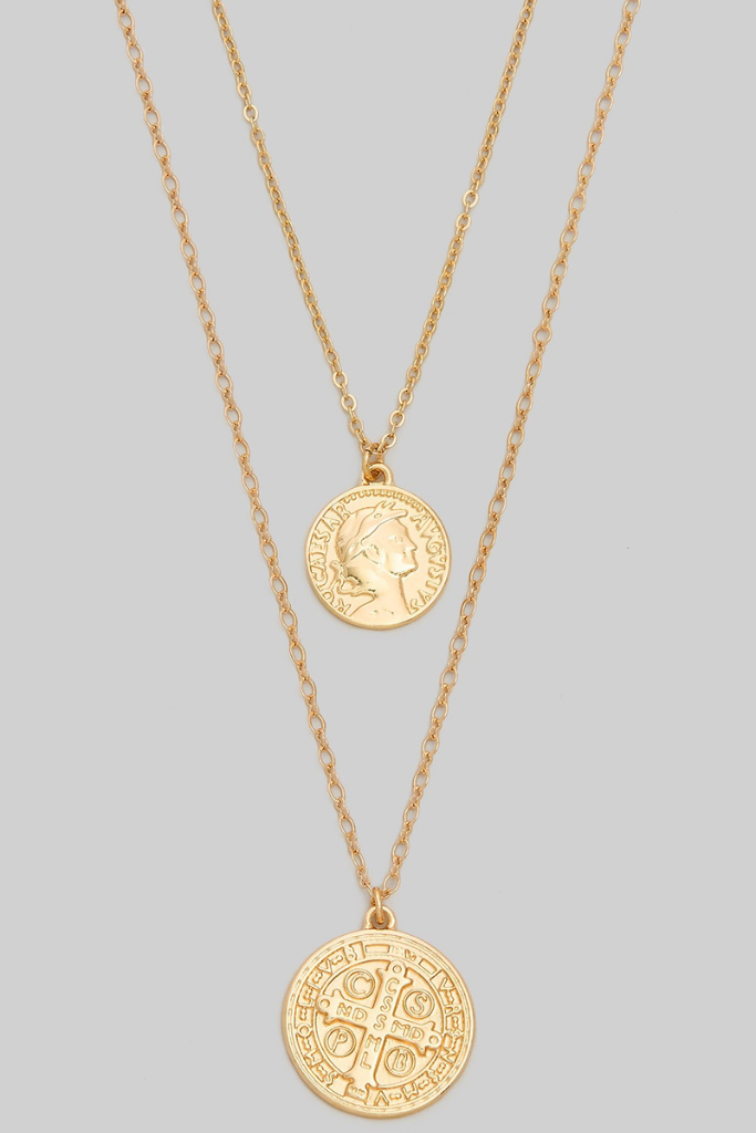 Golden Glow Layered Coin Necklace - Gold