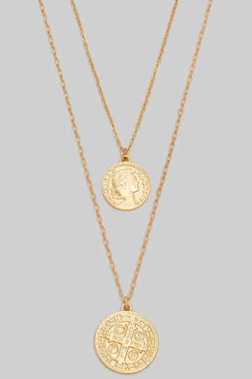 Golden Glow Layered Coin Necklace - Gold