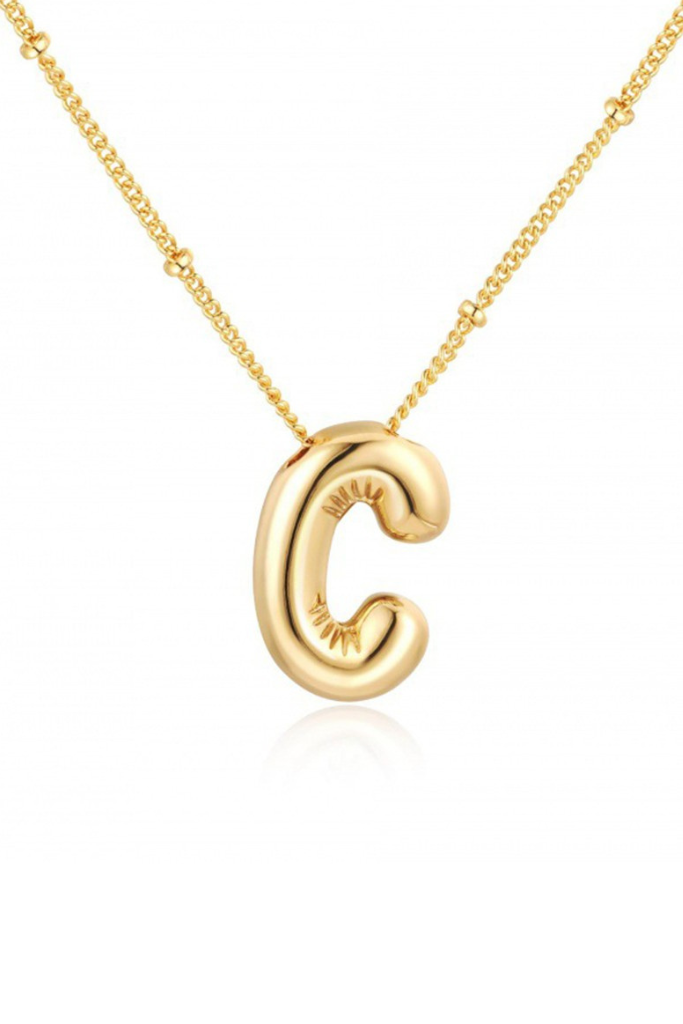 Bubble Balloon Initial Necklace - Gold