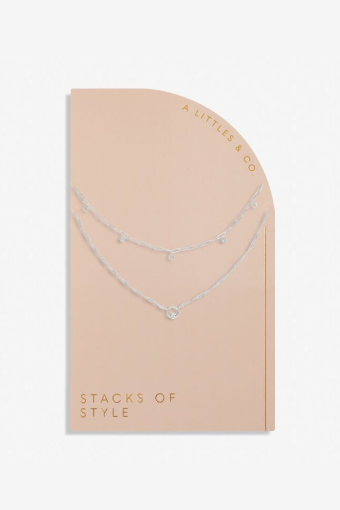 Stacks Of Style Organic Shape Necklace in Silver Plating