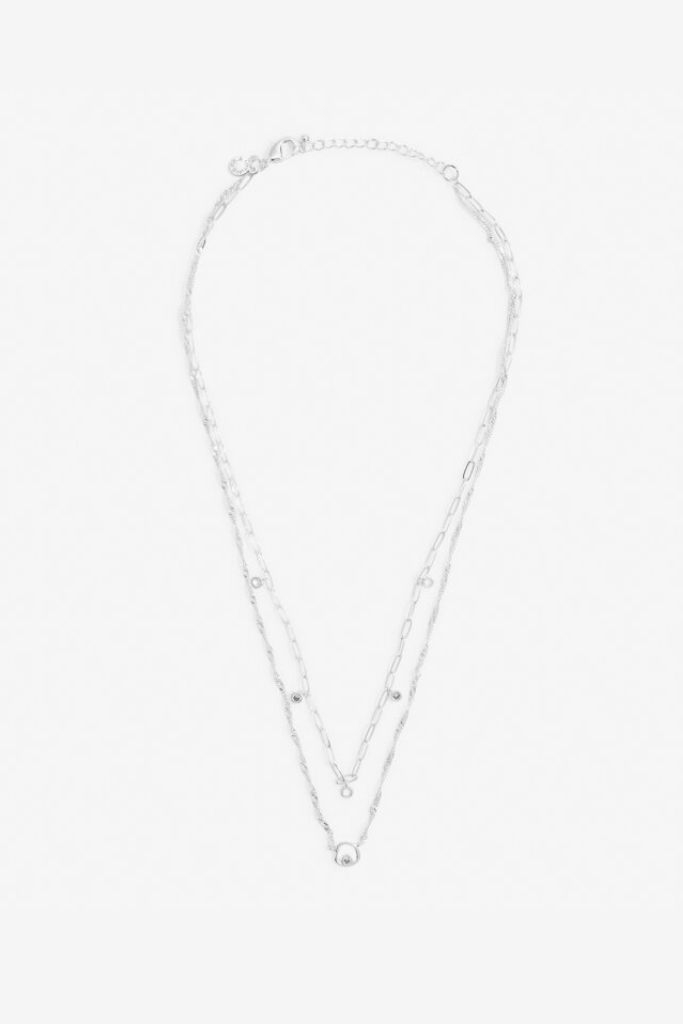 Stacks Of Style Organic Shape Necklace in Silver Plating