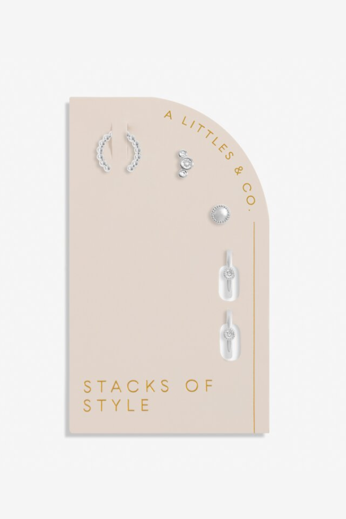 Stacks Of Style Earrings Set in Silver Plating