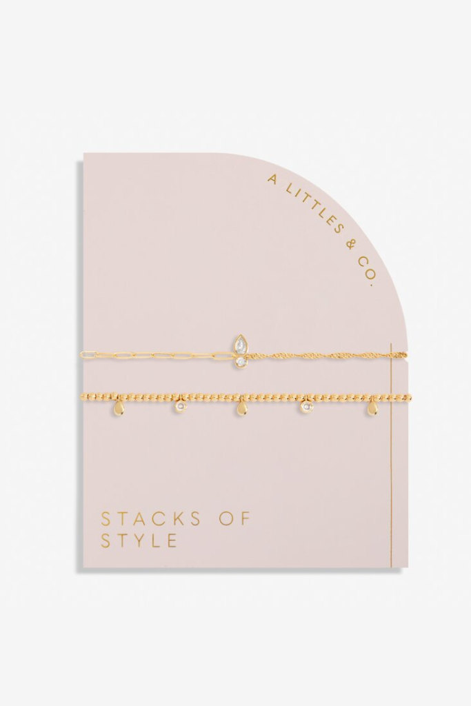 Stacks Of Style Organic Shape Bracelet Set in Gold-Tone Plating