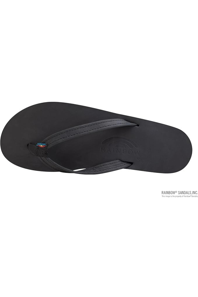 Rainbow Premier Lthr Single Layer Arch Support Sandal- Black