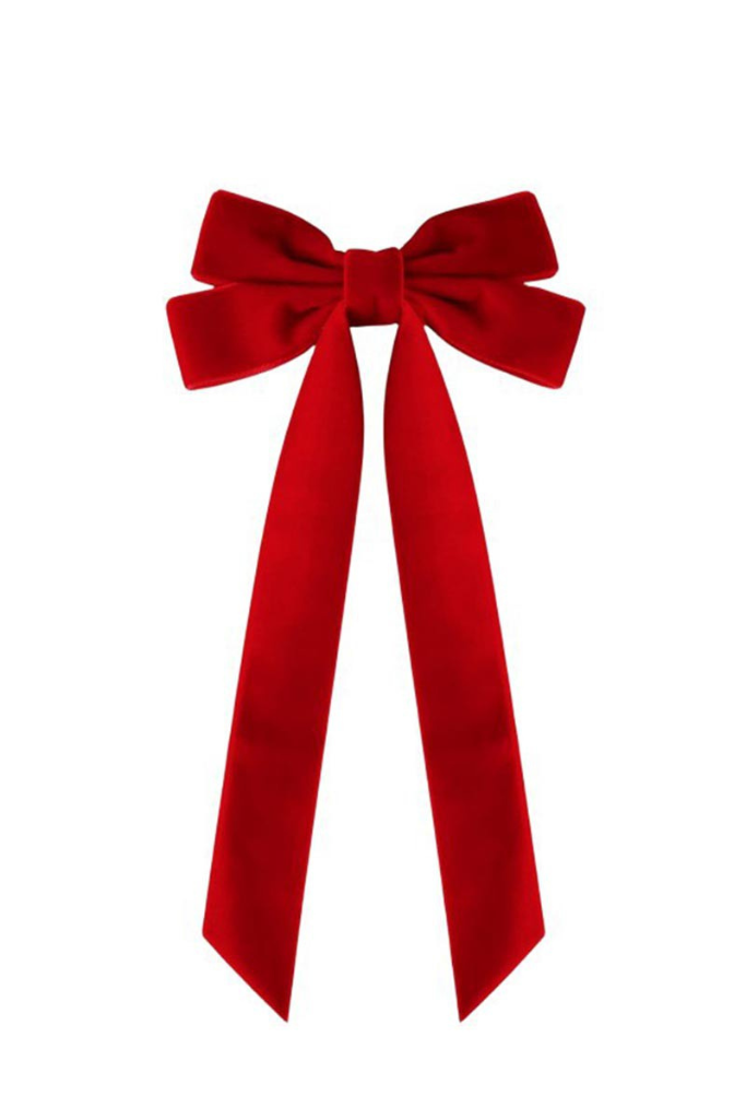 Dreaming Big Velvet Bow Clip - Red