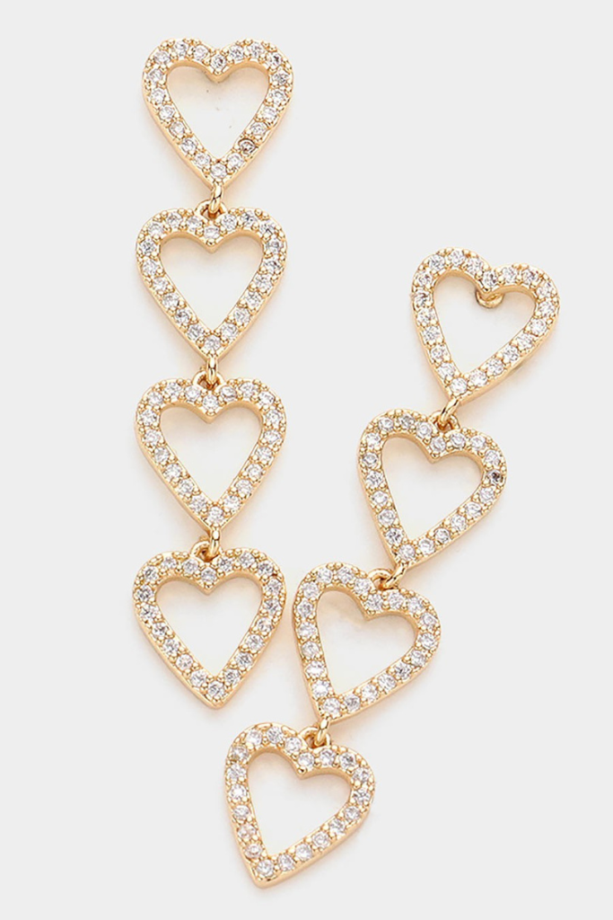 Linked Hearts Earrings - Gold