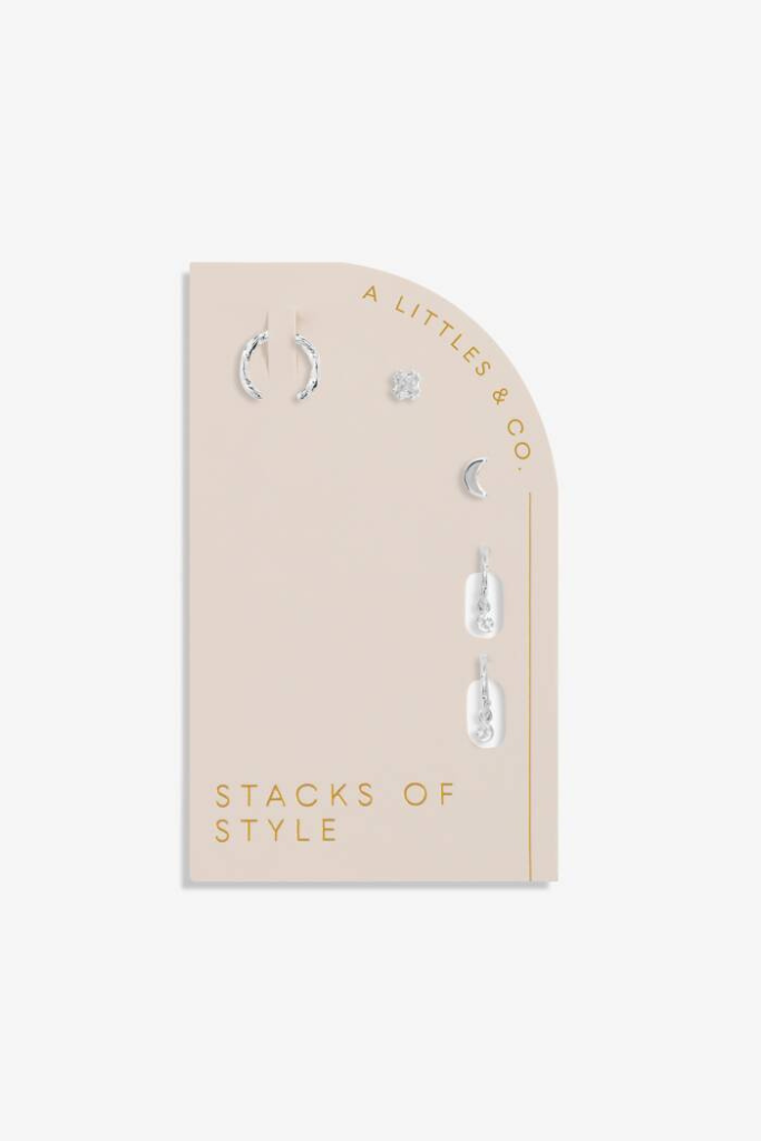 Stacks Of Style Moon Earrings Set in Silver Plating