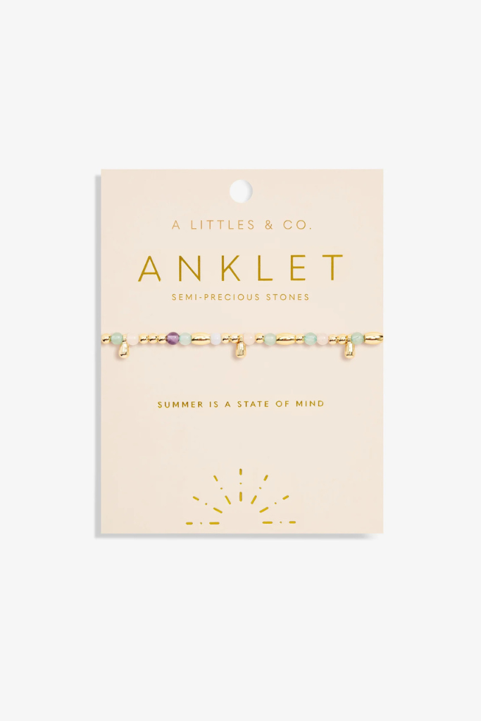 A Little Multi Stone Anklet - Gold