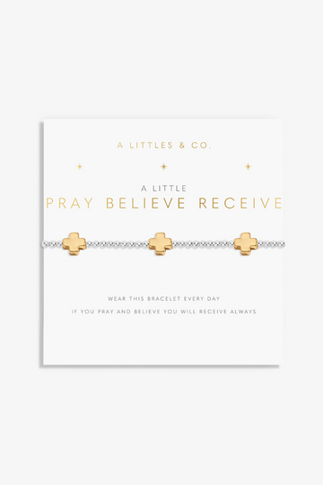 A Little &quot;Pray, Believe, Receive&quot; Bracelet - Two Tone