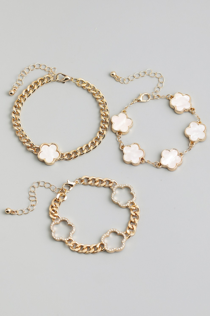 Bristol Clover Bracelet Set - White