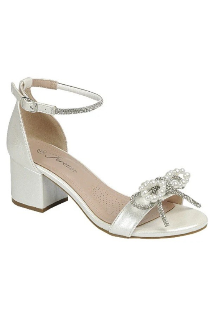 Natasha Pearl Bow Heel - Ivory