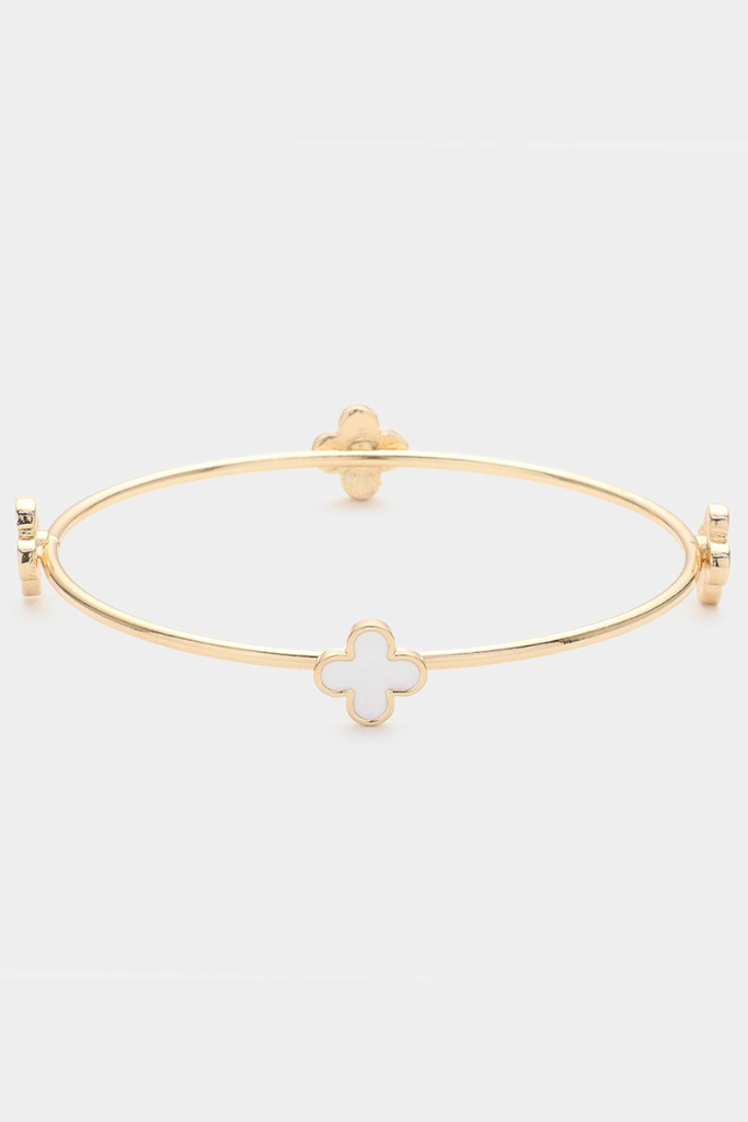 Katerina Clover Bangle - White