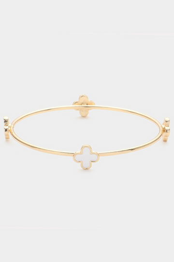 Katerina Clover Bangle - White