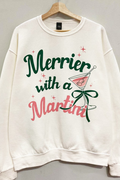 Merrier With A Martini Sweatshirt - Cream