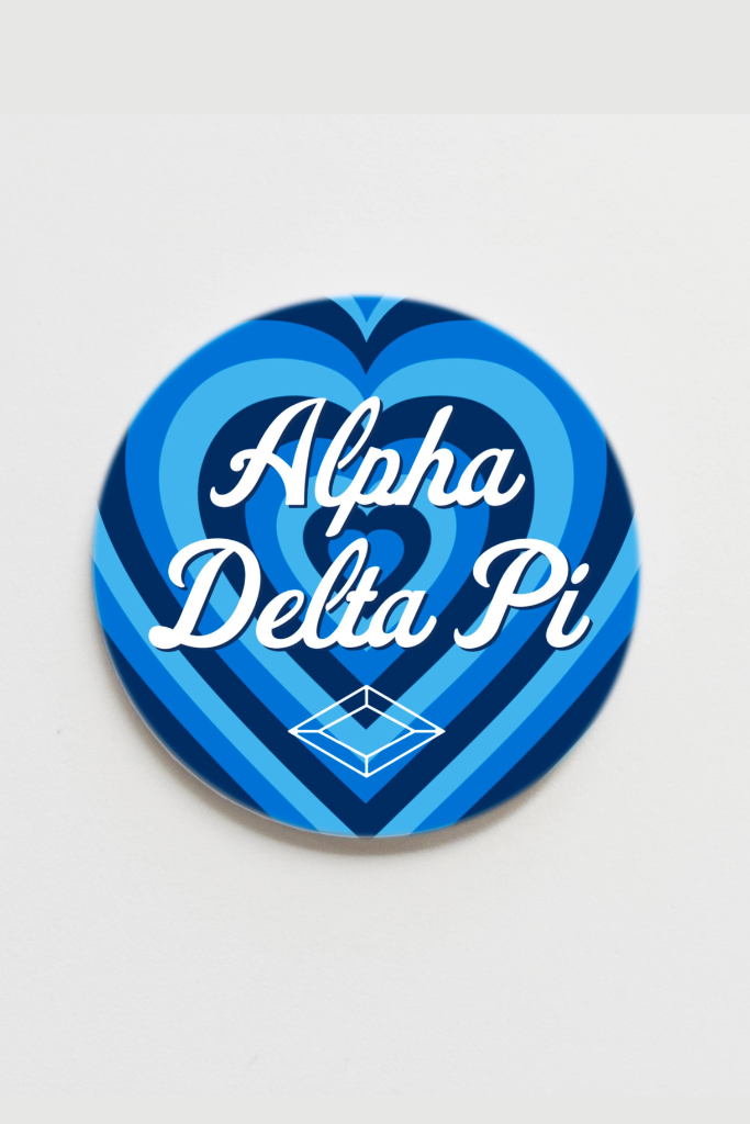 Alpha Delta Pi Retro Heart Greek Button - 2.25 inch