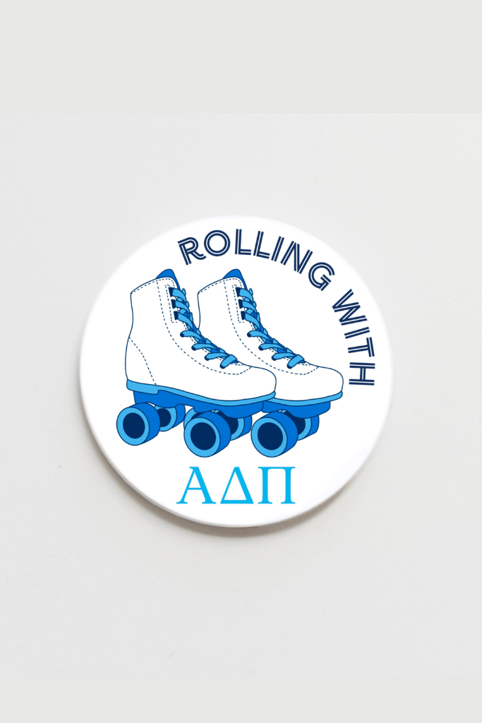 Alpha Delta Pi Roller Skate Greek Button - 3.00 inch