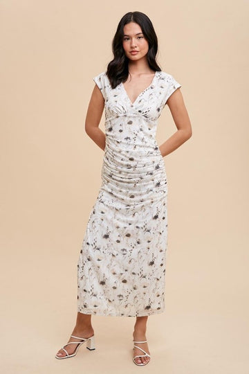 Girl&#039;s Night Maxi Dress- Cream Multi