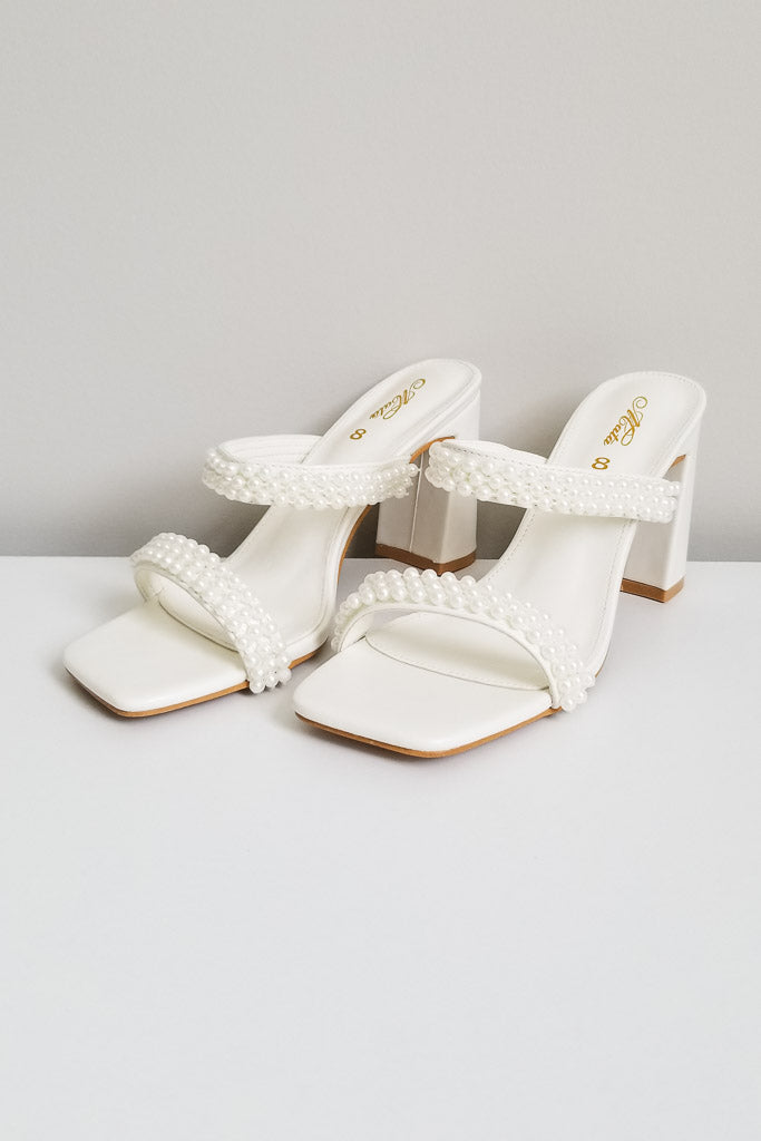 New In Town  Chunky Pearl Heel - White