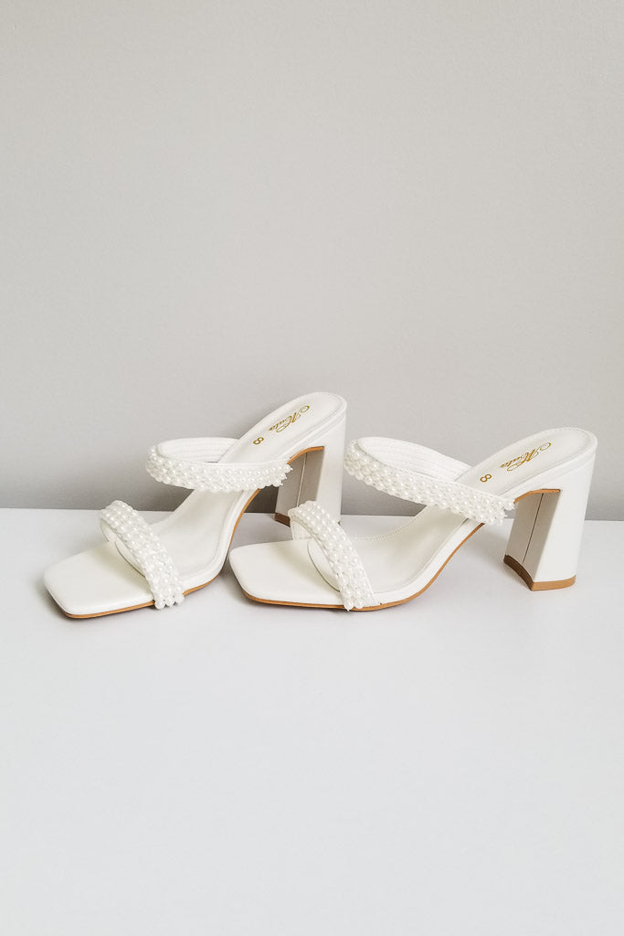 New In Town  Chunky Pearl Heel - White