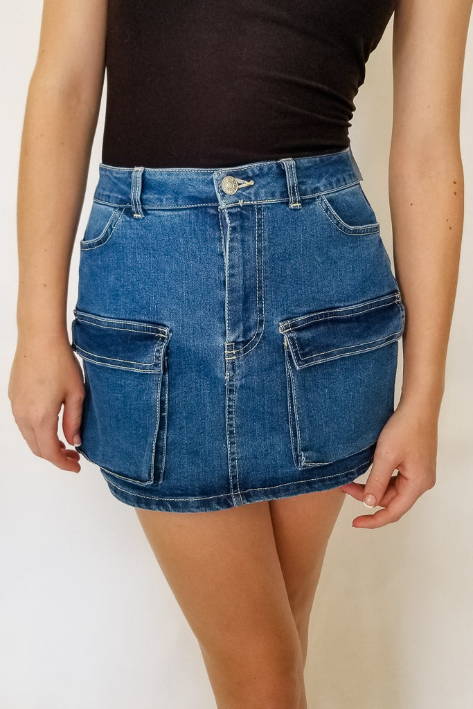 Zeze Cargo Skirt- Denim