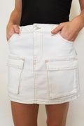 Zeze Cargo Denim Skirt - White