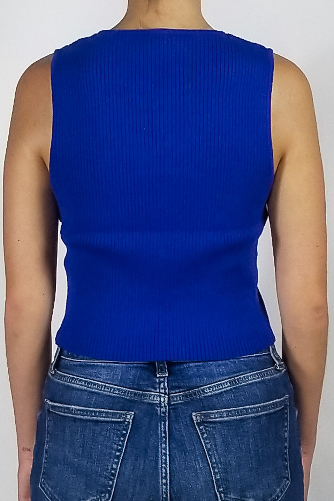 Minnie Sweater Crop Top - Dark Blue