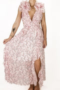 What A Doll Floral Halter Midi Dress - Pink