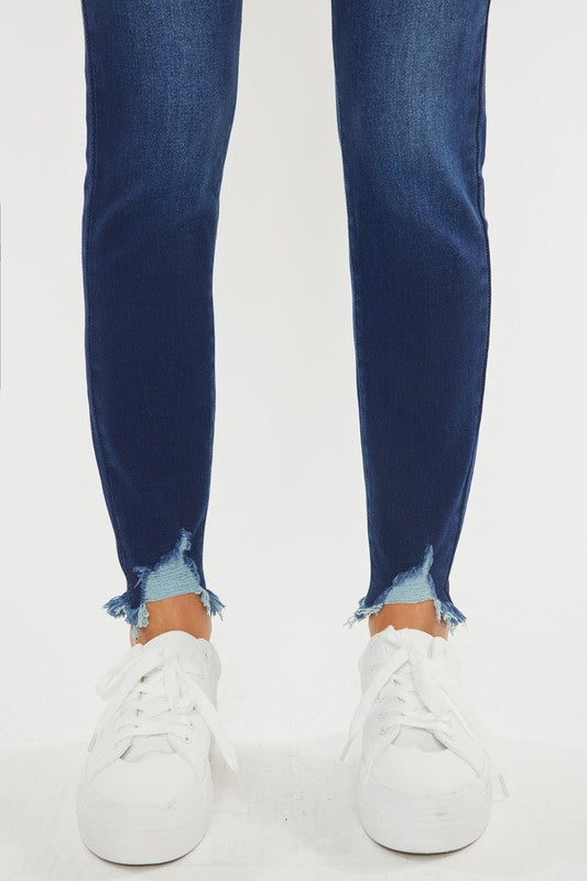 Smell The Roses Skinny Jeans- Dark Wash