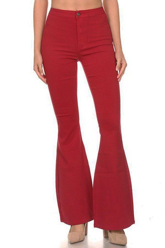 All The Views Flare Pants - Burgundy