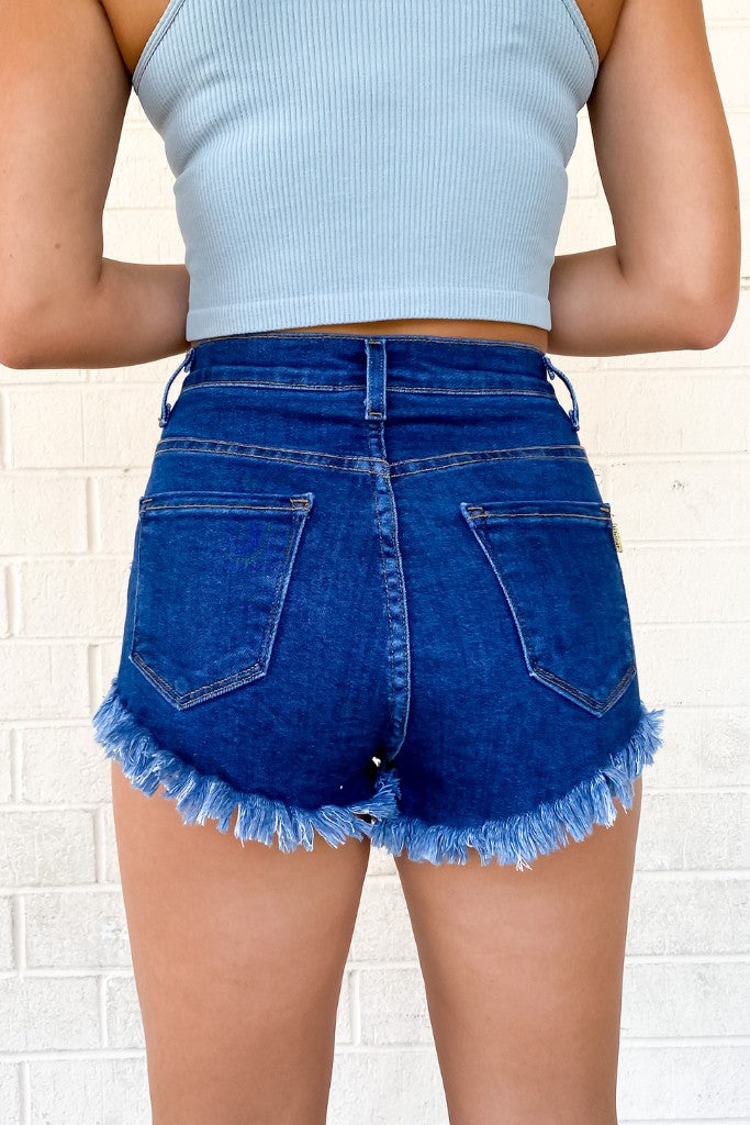 Easy For Me Denim Shorts - Dark Stone