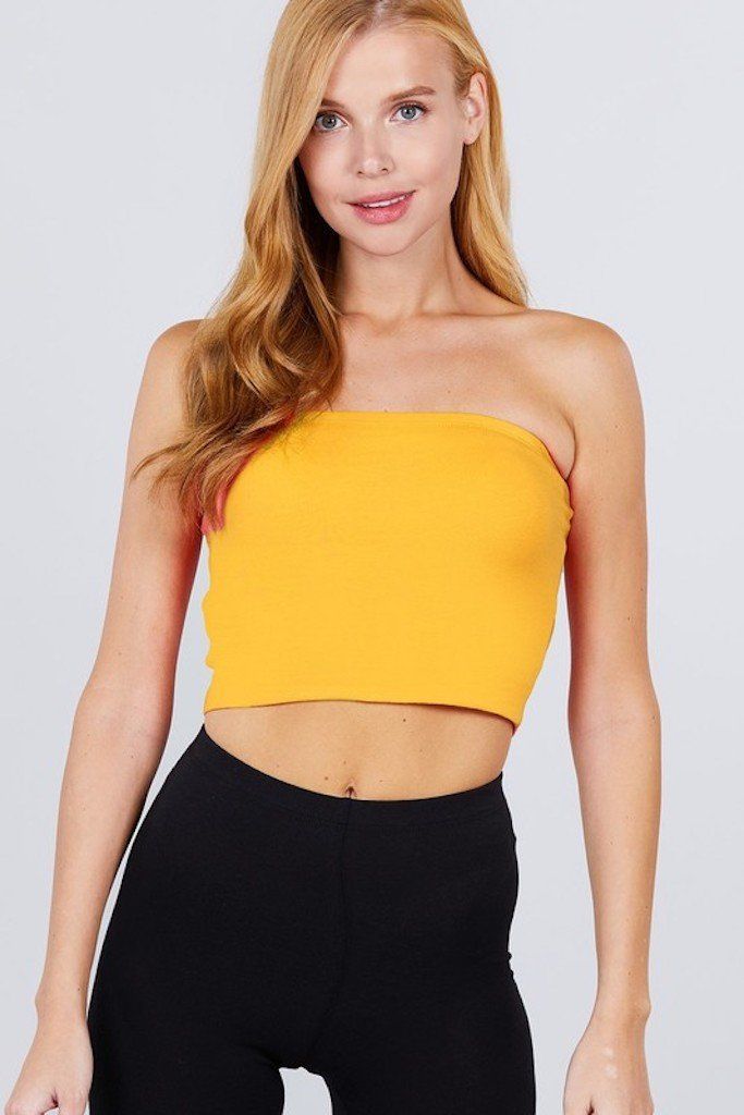 Get Outta Here Cropped Tube Top - Mustard