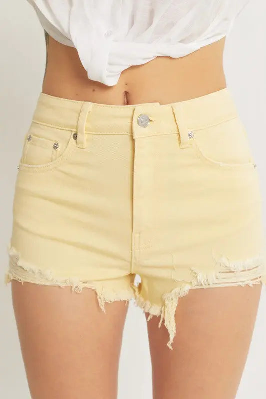 Proud Moment Denim Shorts - Yellow