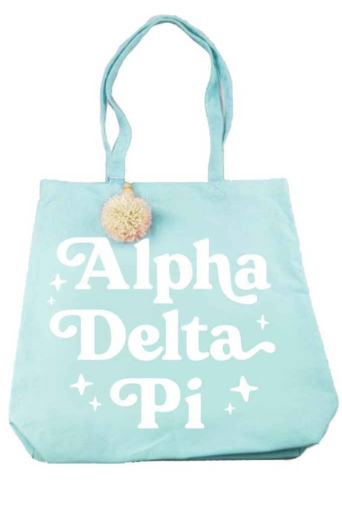 Retro Sorority Pom Pom Tote Bag - Alpha Delta Pi