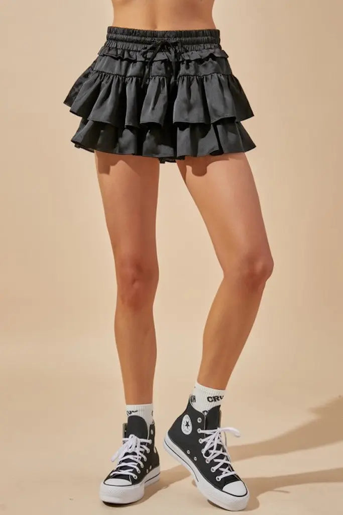 This Love Tiered Skort- Black